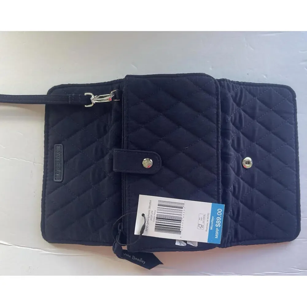 Vera Bradley Navy Floral Quilted RFID Smartphone Wristlet Wallet NWT $89 - Picture 4 of 9